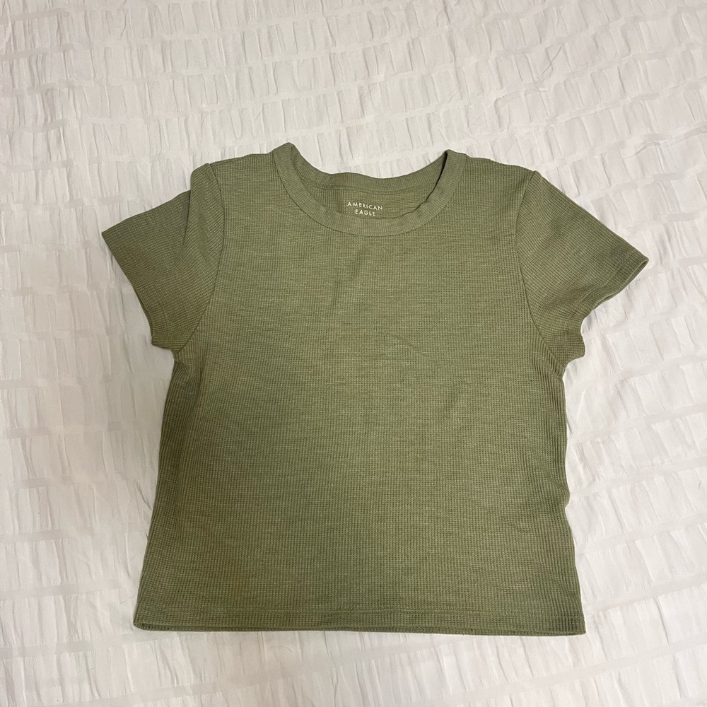 American Eagle Outfitters Green Ribbed Tee